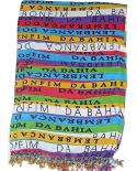 Pareo With Colourful Print And Lucky Charm Ribbons - Canga Bonfim
