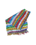 Pareo With Colourful Print And Lucky Charm Ribbons - Canga Bonfim