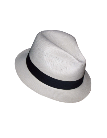 Sombrero Panameño En Color Blanco Con Cinta Negra. Hecho...
