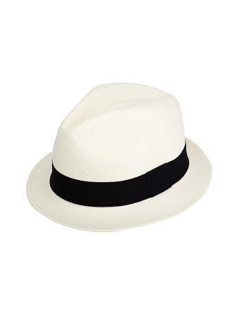 Sombrero Panameño En Color Blanco Con Cinta Negra. Hecho... 2