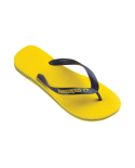 Bright Citrus Colored Flip Flops From Brazil - Brasil Logo Citrus Yellow