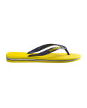 Bright Citrus Colored Flip Flops From Brazil - Brasil Logo Citrus Yellow