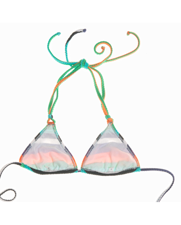 Multi-Colored Triangle Bikini Top With Striped...