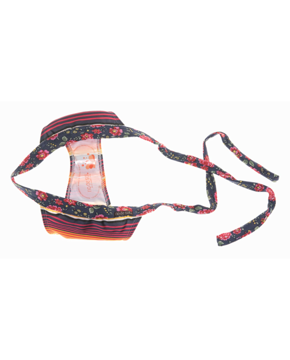 Striped And Floral Bikini Bottom With Side Ties...