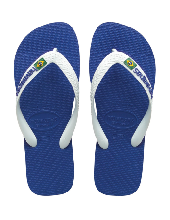 סנדלי אצבע של Havaianas בצבעי כחול ולבן עם לוגו - Brasil...