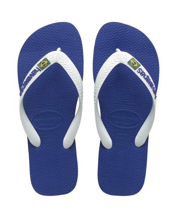 Blue And White Flip Flops From Havaianas With...