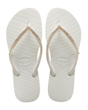 White Flip-Flops With Swarovski Crystals - Slim Crystal Mesh Sw White