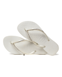 White Flip-Flops With Swarovski Crystals - Slim Crystal Mesh Sw White