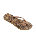 Beige And Brown Leopard Flip-Flops - Slim Animals Beige