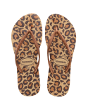 Beige And Brown Leopard Flip-Flops - Slim Animals Beige
