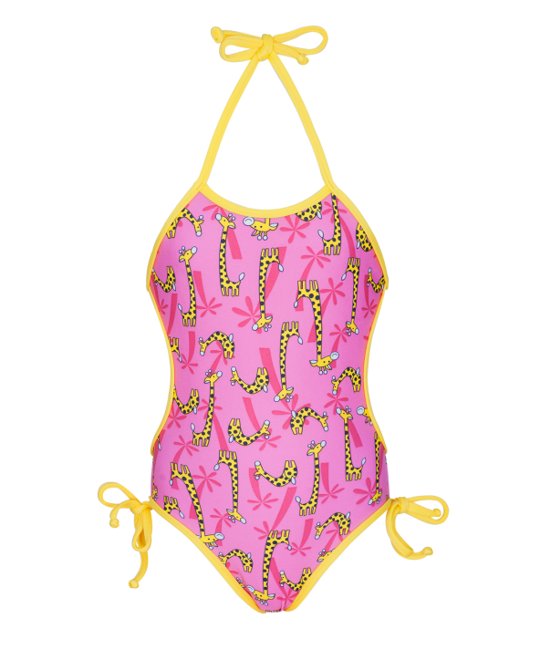 Pink One Piece Swimsuit For Baby With Giraffe...