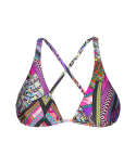 Multicoloured Triangle Scarf Bikini Top With Crossover Back - Soutien Samarcanda Cool