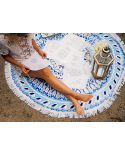 Blue Mosaic Round Beach Towel - Vagabond