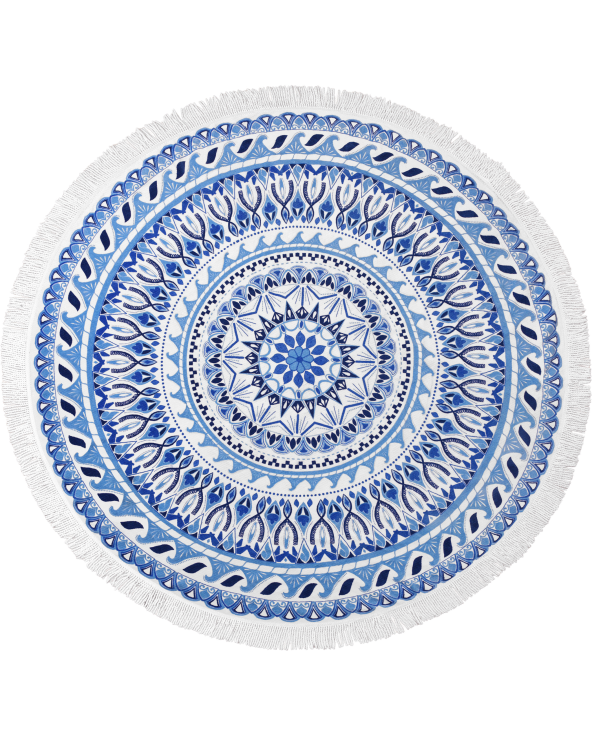 Blue Mosaic Round Beach Towel - Vagabond