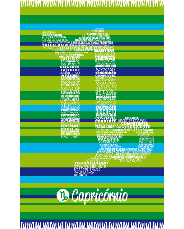 Green Striped Pareo With Capricorn Zodiac Sign...