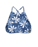Bikini Crop Top Blue/White Flowers - Soutien Maresia Sporty