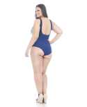Blue/Floral Print Plus Size One-Piece Swimsuit - Luz Azul
