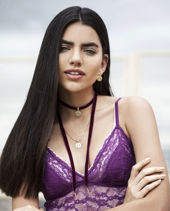 Naszyjnik Typu Choker W Kolorze Bordowym -...