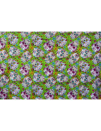 Fringed Green Pareo With Skulls - Caveira Pequena Verde