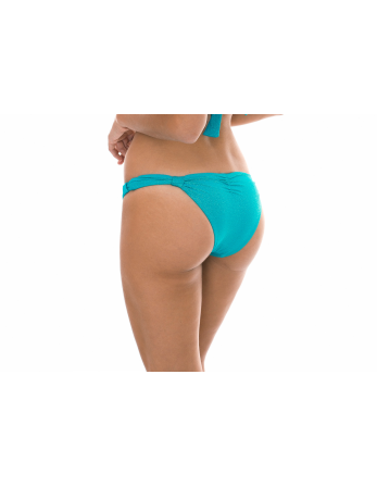 Brazilian Bikini Bottoms In Blue Lurex With Fabric Rings... 2