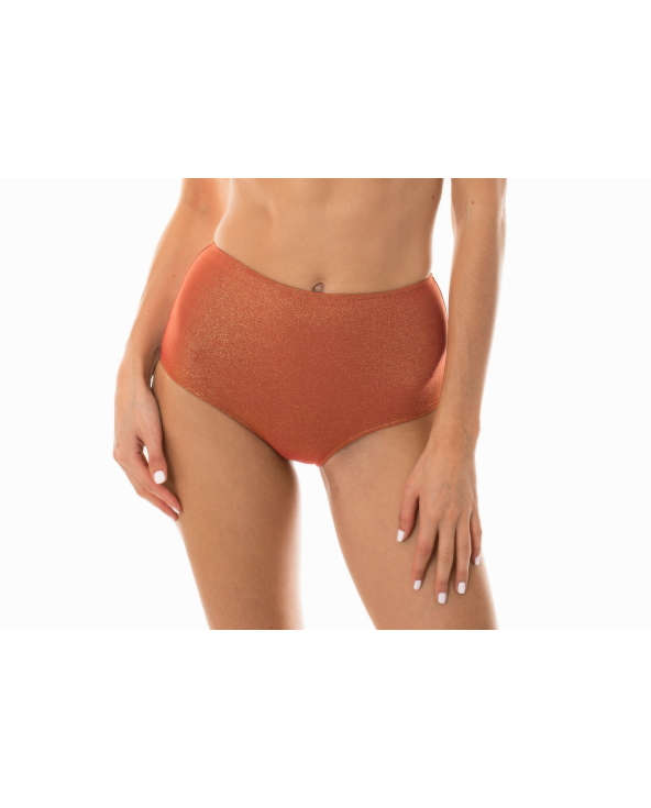 High-Waisted Brazilian Bikini Bottoms In Copper...