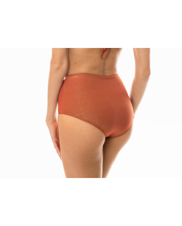 High-Waisted Brazilian Bikini Bottoms In Copper...