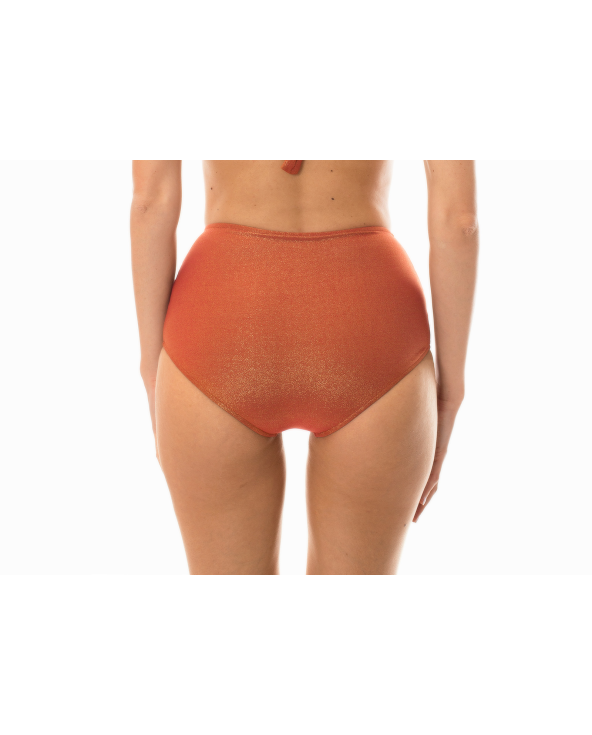 High-Waisted Brazilian Bikini Bottoms In Copper...