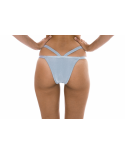 Silvery Brazilian Fixed Bikini Bottoms With Double Straps - Calcinha Silver Triangulo