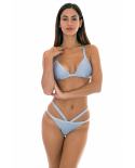 Silvery Brazilian Fixed Bikini Bottoms With Double Straps - Calcinha Silver Triangulo
