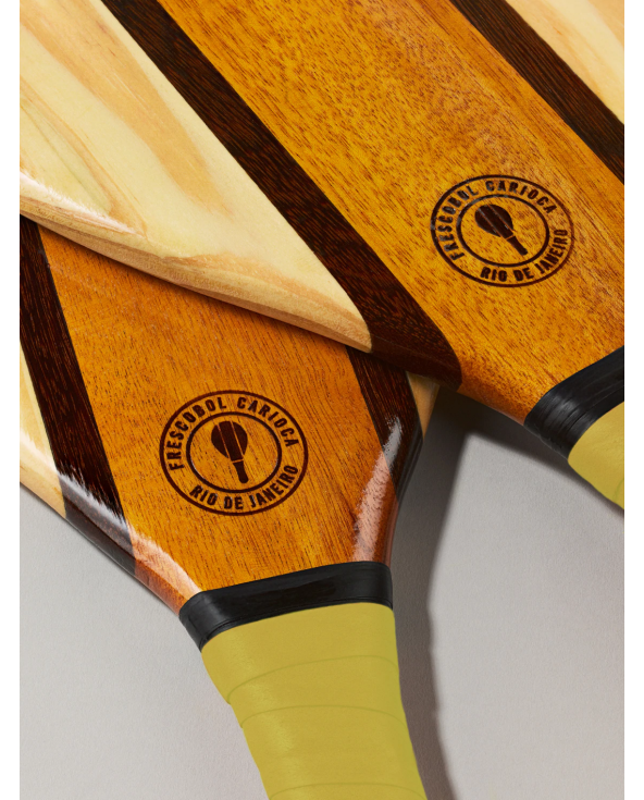 Frescobol Bats Wood And Yellow Neoprene -...