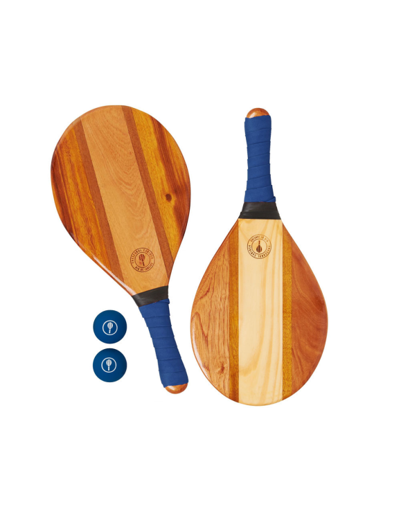Frescobol Paddles In Wood With Blue Neoprene...
