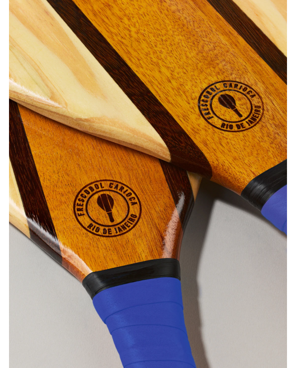 Frescobol Paddles In Wood With Blue Neoprene...