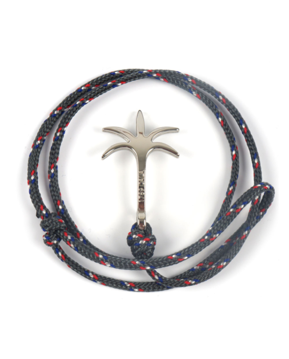 Grey Braided Bracelet With A Plam Tree Clasp -...