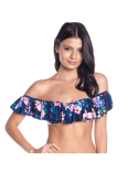 Bbs X Saha - Bandeau Bikini Top Off Shoulder - Top Cumbia Floral Night