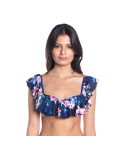 Bbs X Saha - Bandeau Bikini Top Off Shoulder - Top Cumbia Floral Night
