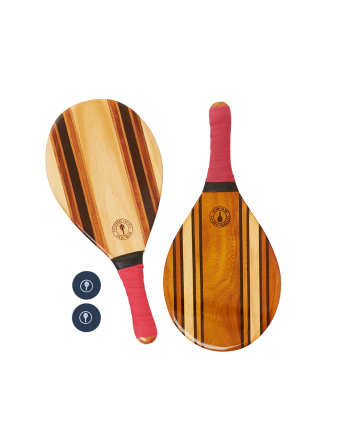 Set Med Trä Strandracketar - Röda - Leblon Beach Bat Red 2