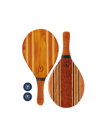 Frescobol Wooden Rackets With Dark Orange Neoprene -...