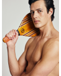 Frescobol Wooden Rackets With Dark Orange Neoprene - Leblon Beach Bat Terracotta