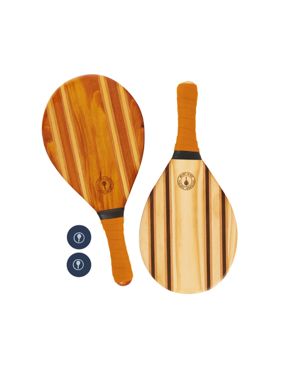 Frescobol Wooden Rackets With Orange Neoprene -...