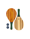 Frescobol Wooden Rackets With Dark Green Neoprene - Leblon Beach Bat Green
