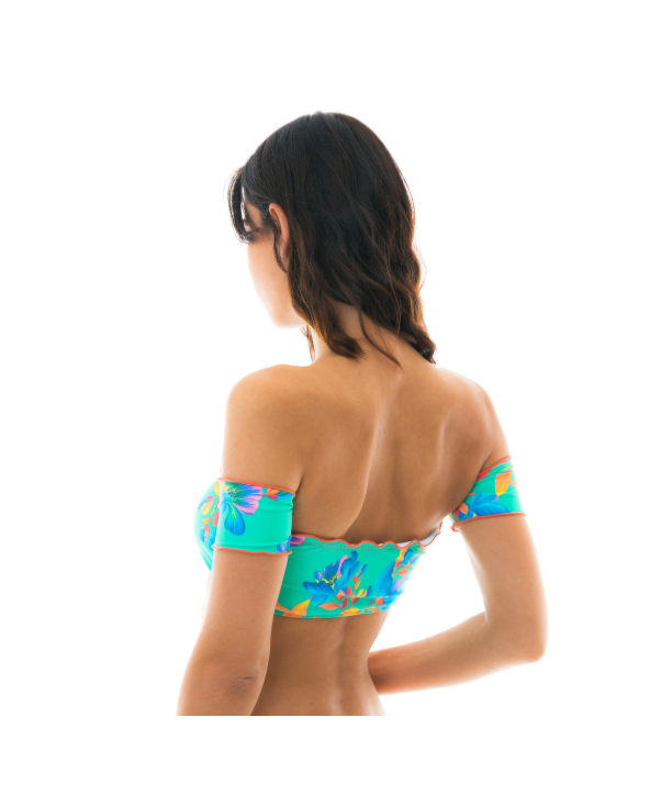 Off-Shoulder Turquoise Crop Top - Top Acqua...