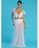White Beach Set: Top And Long Skirt - Conjunto Saia + Body Trança