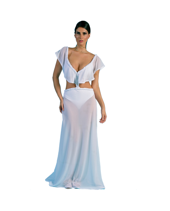 White Beach Set: Top And Long Skirt - Conjunto...