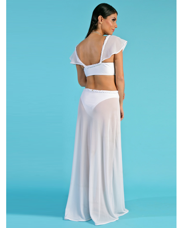 White Beach Set: Top And Long Skirt - Conjunto...