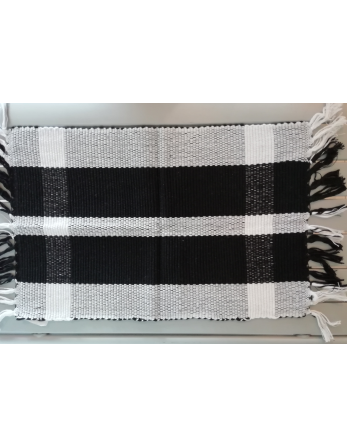 Individual De Mesa Em Algodão Bicolor Preto/Branco C/... 2