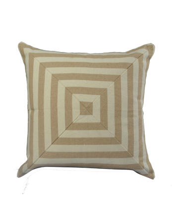 Housse De Coussin Coton Beige Bicolore Géométrique -...
