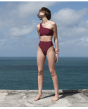 Lujoso Bikini Asimétrico De Pierna Alta Burdeos - Bikini Perlin Grenat