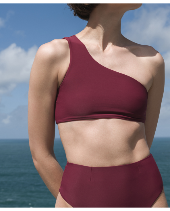 Bikini Asimmetrico Sgambato Di Lusso Bordeaux -...