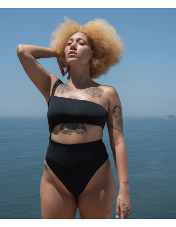 Original Black Asymmetric One-Piece Swimsuit - Maio Ui...