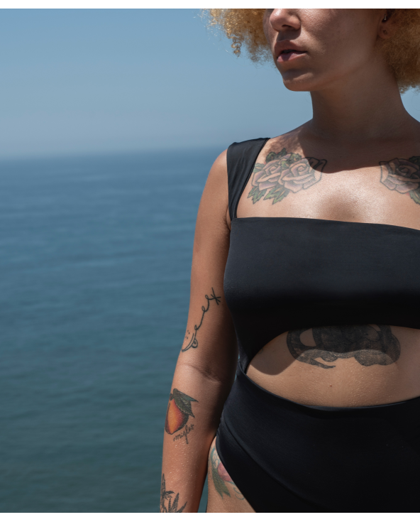 Original Black Asymmetric One-Piece Swimsuit -...